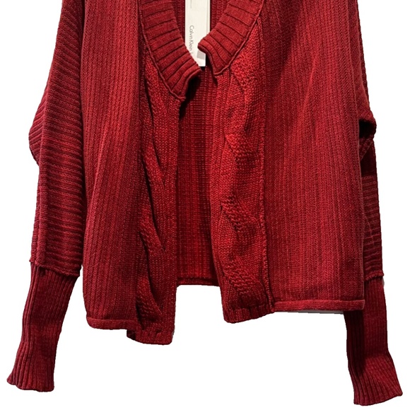 COPY - Calvin Klein Juniors Red Fit & Flare Cotton Knit Open Front Cardigan Swe… - Picture 5 of 12